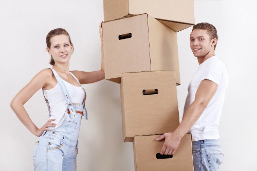 Commercial relocation team handling office furniture